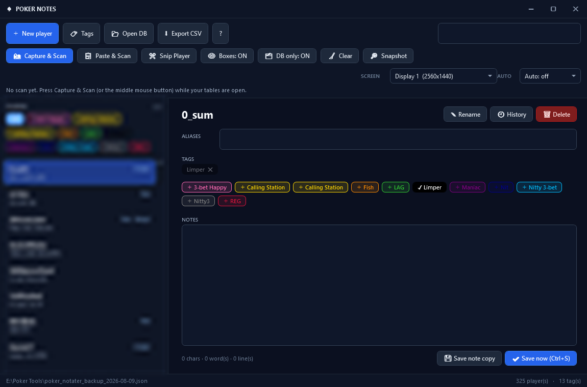 Poker Notes desktop app interface